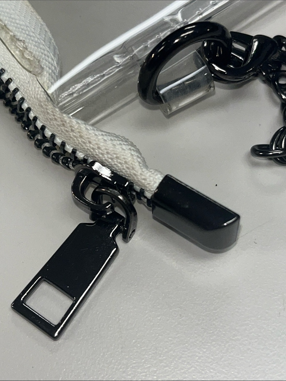 Source Unknown Clear PVC Crossbody with White Trim and Silver Chain - Picture 7 of 7